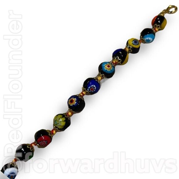 Murano Glass Millefiori Bracelet MCM Art Glass Bracelet - Picture 10 of 11